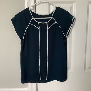 Blue Ann Taylor blouse with white stripes